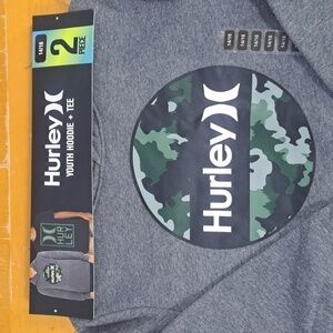 Hurley youth 2 piece hoodie & t-shirt grey & black graphic New with Tag SZ 14/16